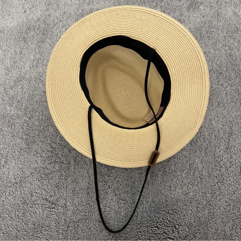 Wide Brim Straw Sun Hat with Black Band
